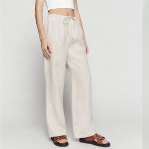 Reformation Olina Linen Pants oatmeal size small EUC. $178